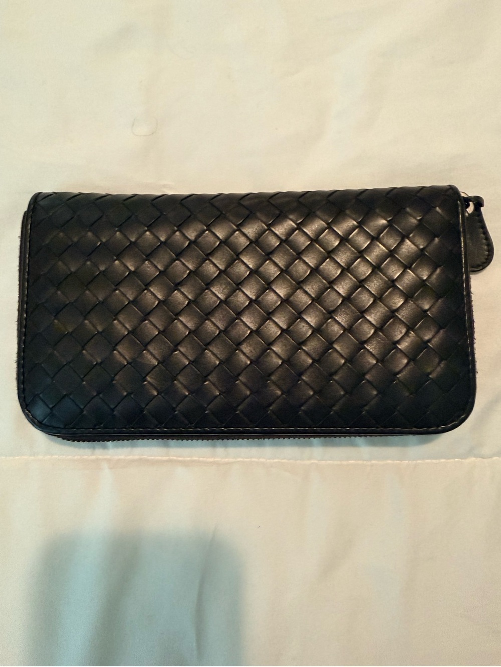Bottega Veneta Black Intrecciato Zip Wallet Certified by Entrupy
